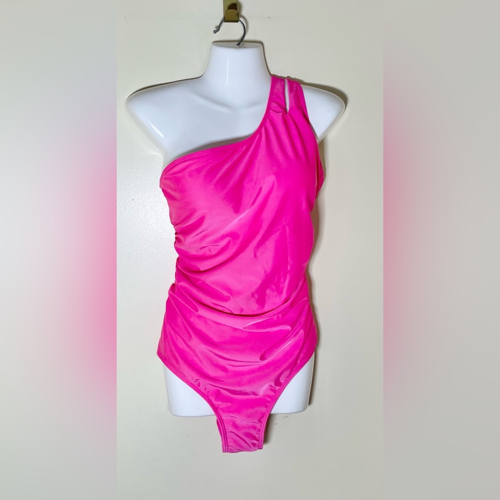 Sz XL women One-Shoulder Pink Swimsuit - Picture 13 of 14